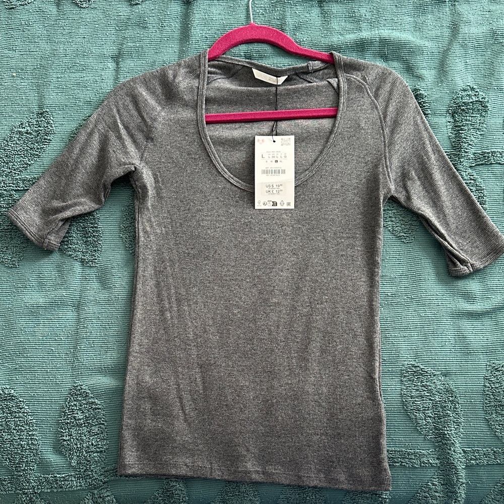 NWT Zara ribbed elbow length sleeve raglan large